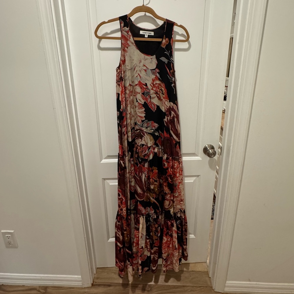 Elizabeth and James Floral Maxi Dress - Black and Red